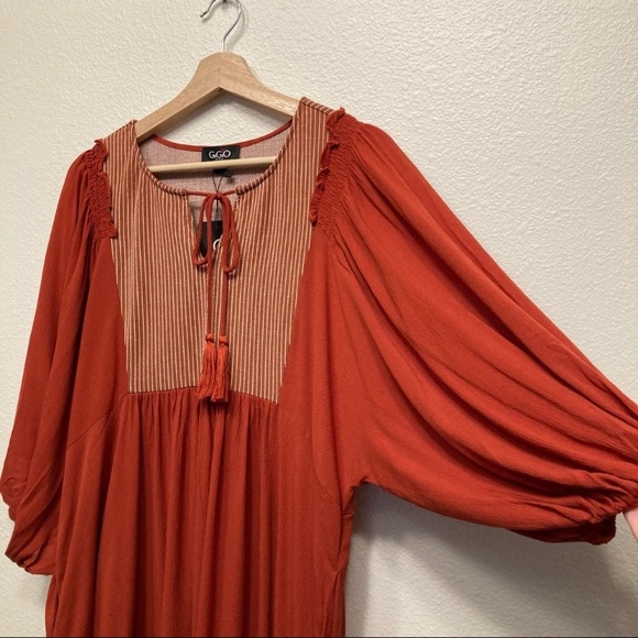 Boho Peasant High low Ruffle midi dress - Picture 3 of 16